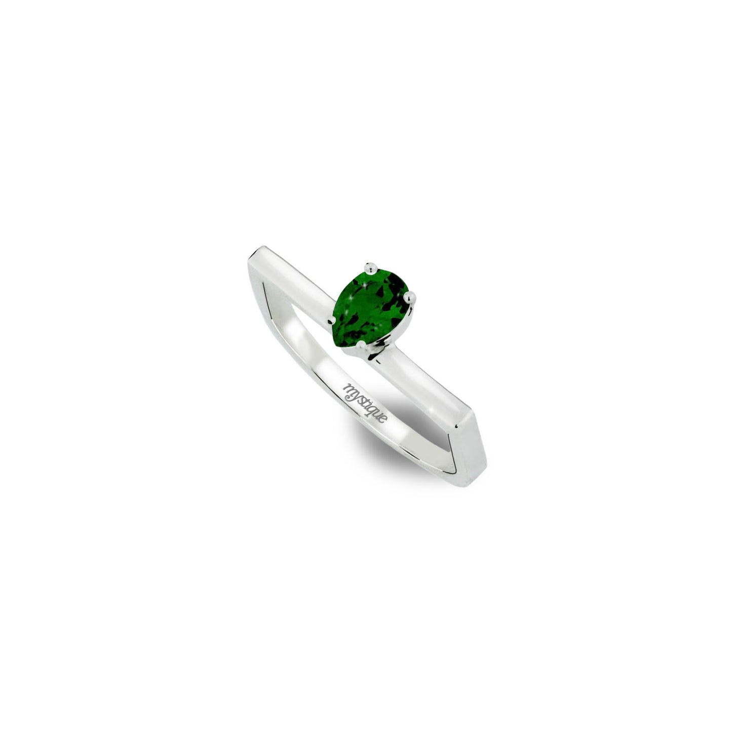 Anel Porta Verde Quadrado - Base em Prata 925