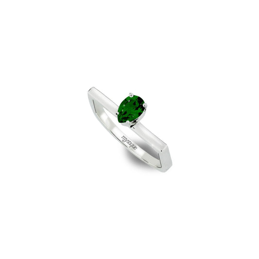 Anel Porta Verde Quadrado - Base em Prata 925