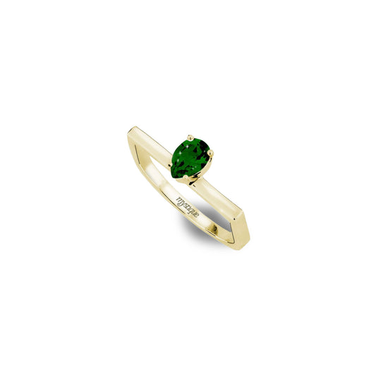 Anel Porta Verde Quadrado - Base em Ouro 18k