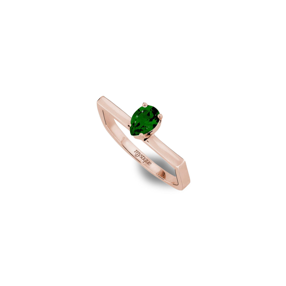 Anel Porta Verde Quadrado - Banho em Ouro Rosé
