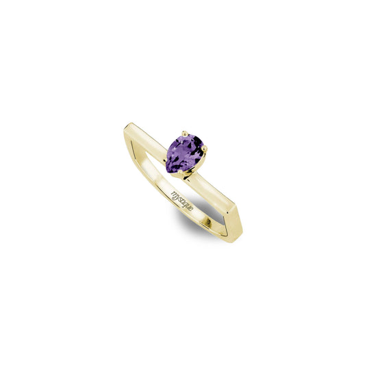 Anel Porta Roxa Quadrado - Banho em Ouro 18k