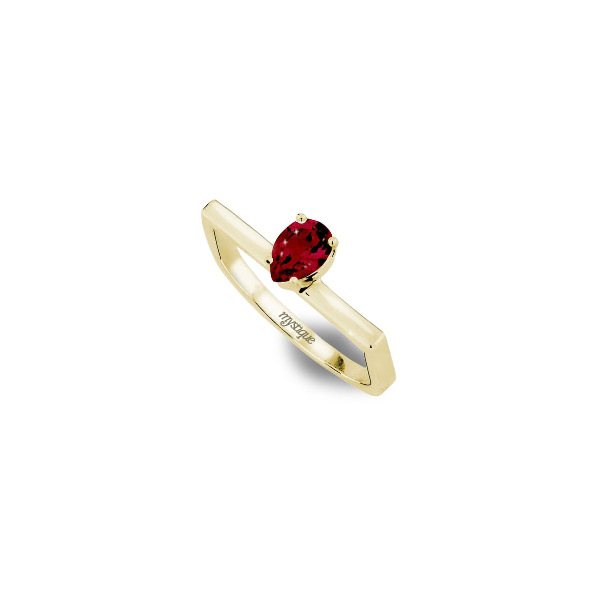 Anel Porta Vermelha Quadrado - Base em Ouro 18k
