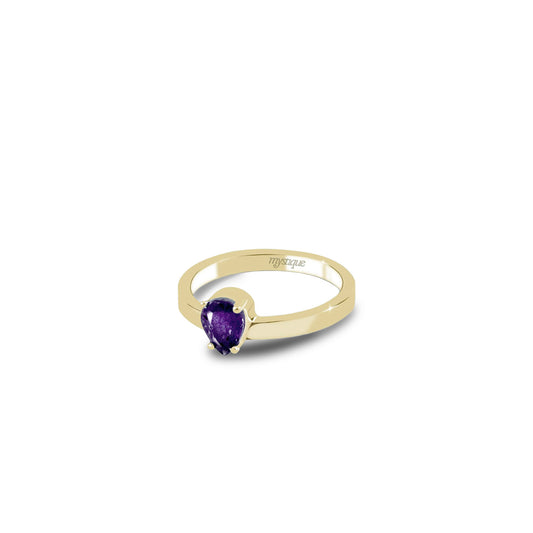 Anel Porta Roxa Redondo - Base em Ouro 18k