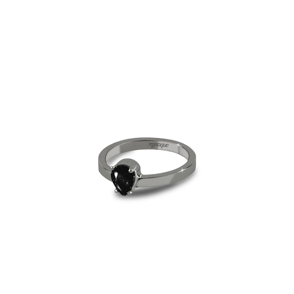 Anel Porta Preta Redondo - Banho em Ródio Negro