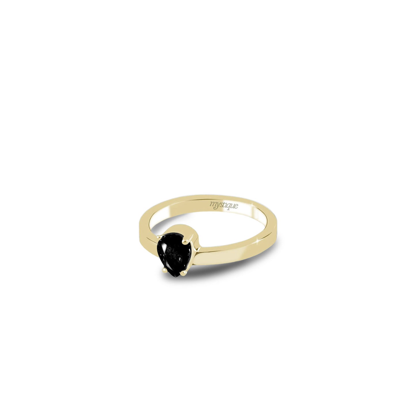 Anel Porta Preta Redondo - Base em Ouro 18k