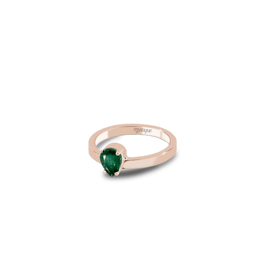 Anel Porta Verde Redondo - Banho em Ouro Rosé