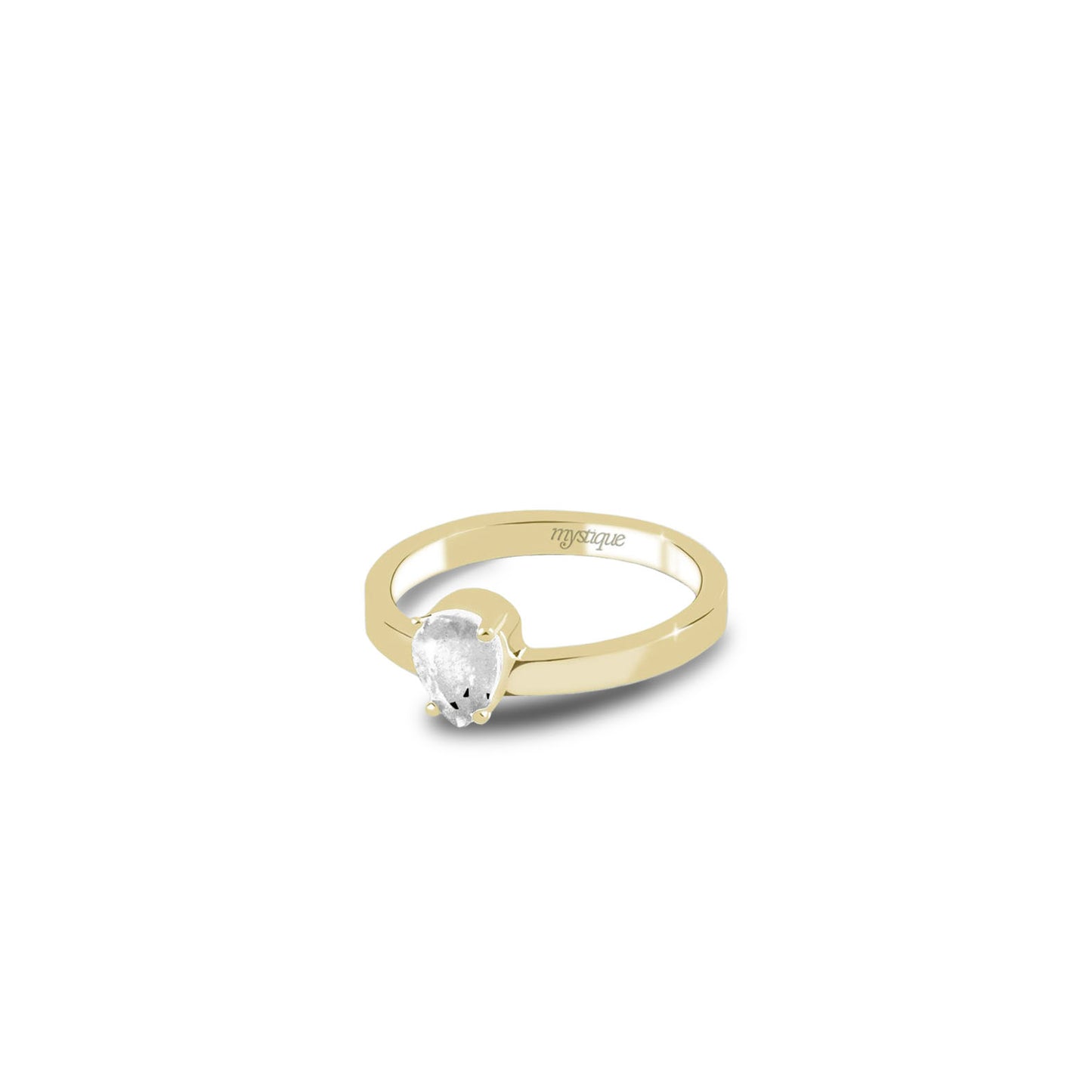 Anel Porta Branca Redondo - Banho em Ouro 18k