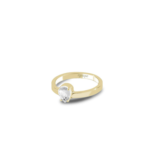 Anel Porta Branca Redondo - Base em Ouro 18k