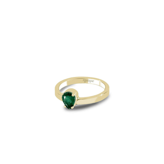 Anel Porta Verde Redondo - Base em Ouro 18k