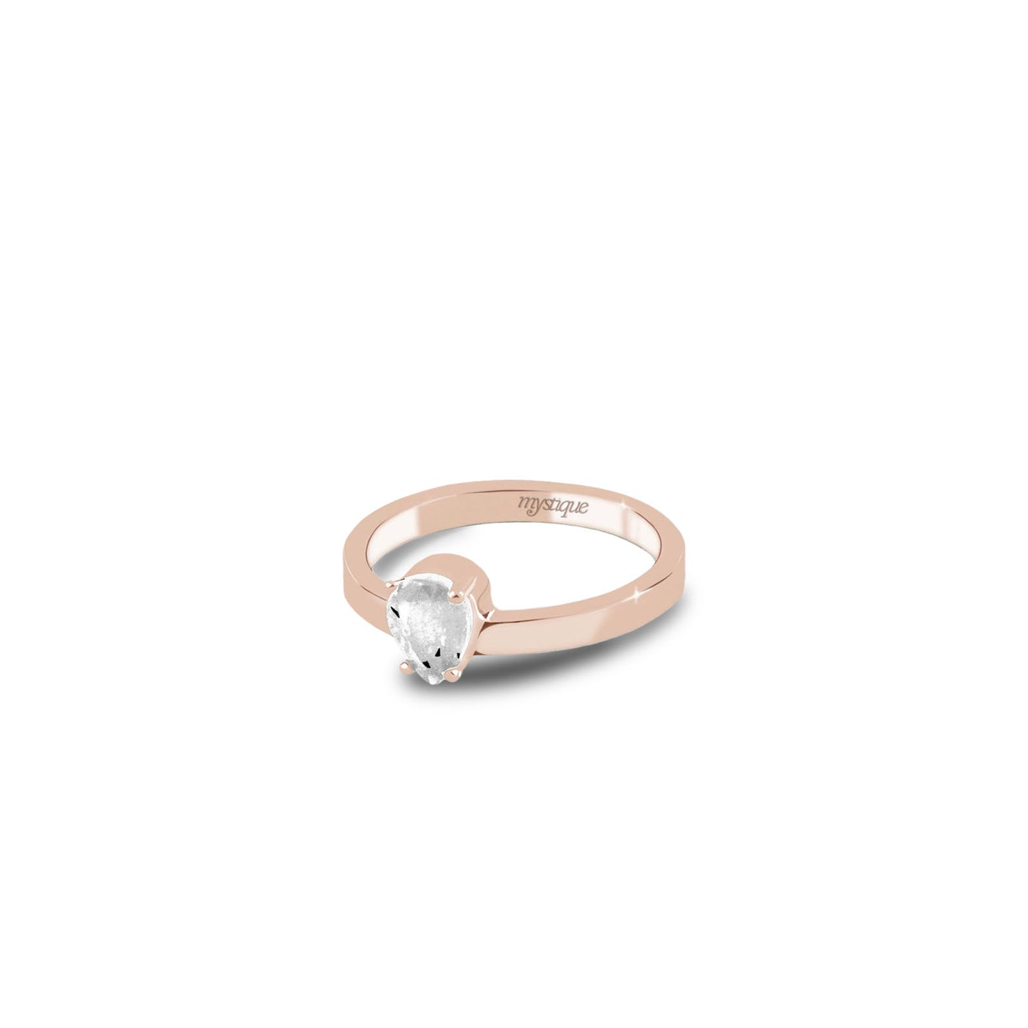 Anel Porta Branca Redondo - Banho em Ouro Rosé