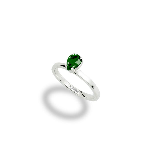 Anel Porta Verde Redondo - Base em Prata 925