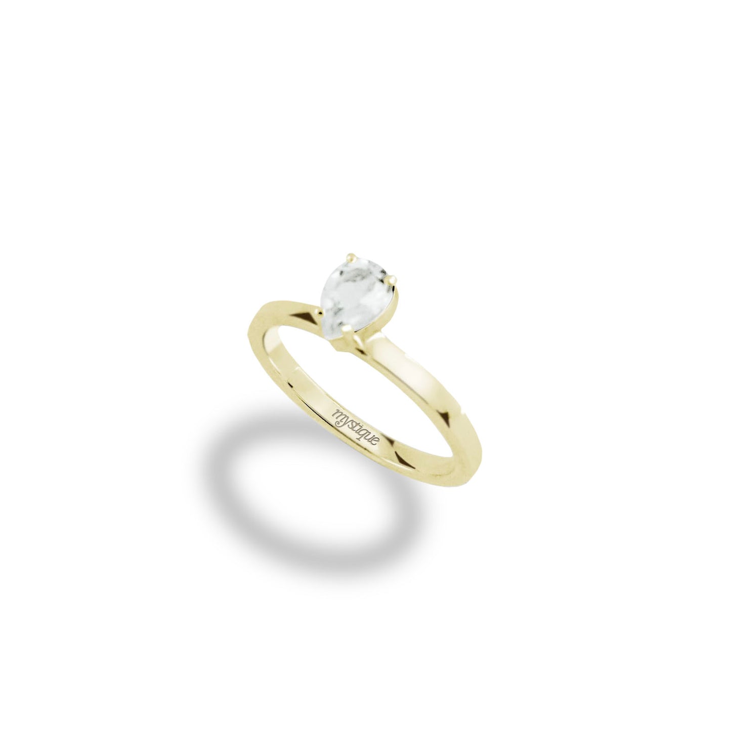 Anel Porta Branca Redondo - Banho em Ouro 18k