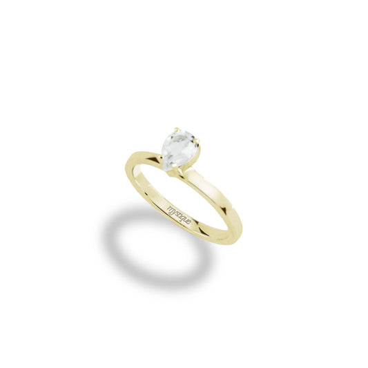 Anel Porta Branca Redondo - Base em Ouro 18k