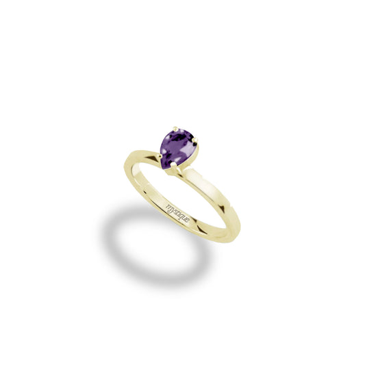 Anel Porta Roxa Redondo - Base em Ouro 18k