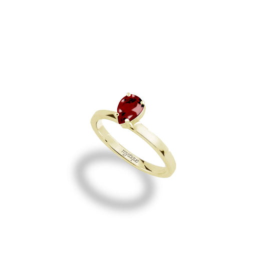 Anel Porta Vermelha Redondo - Base em Ouro 18k