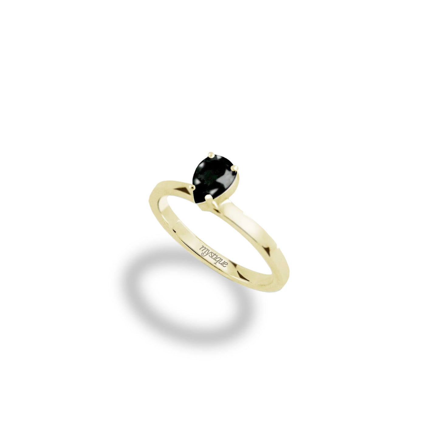Anel Porta Preta Redondo - Base em Ouro 18k