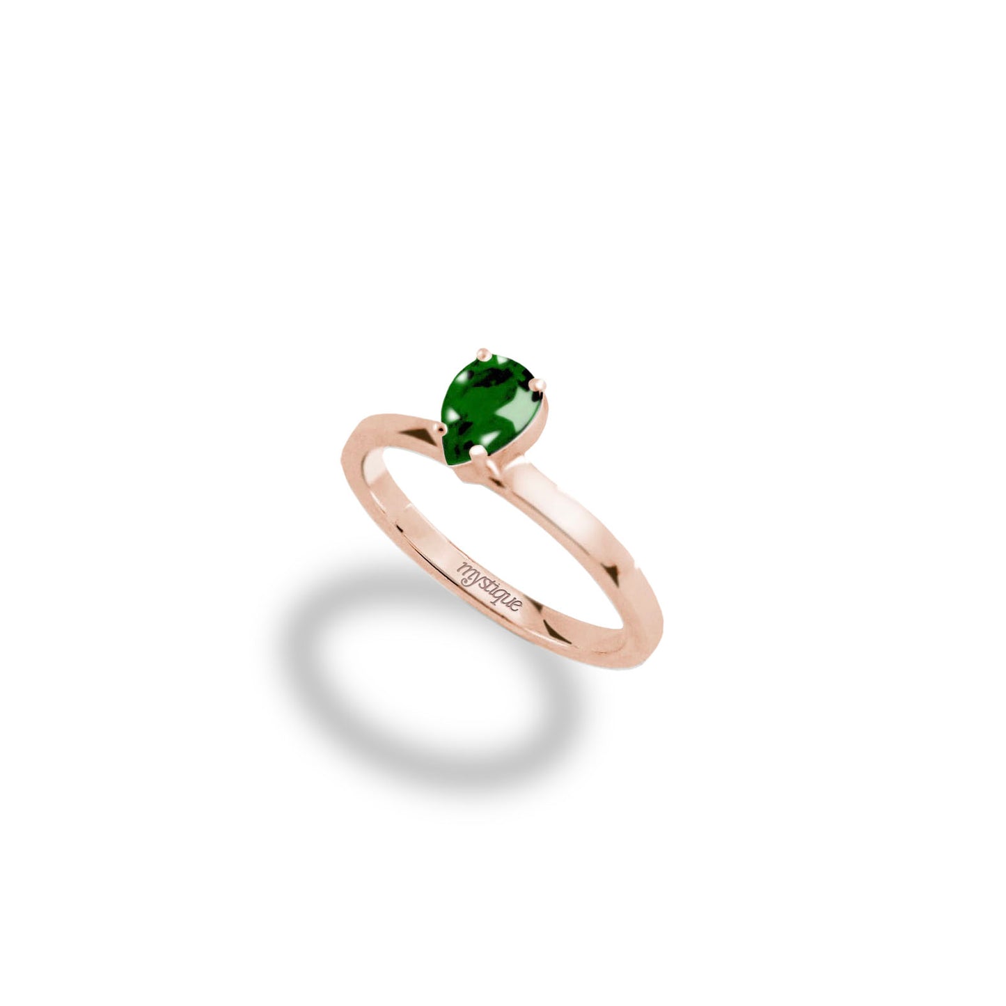 Anel Porta Verde Redondo - Banho em Ouro Rosé