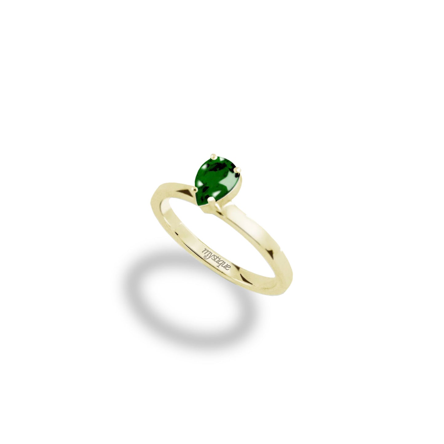 Anel Porta Verde Redondo - Base em Ouro 18k