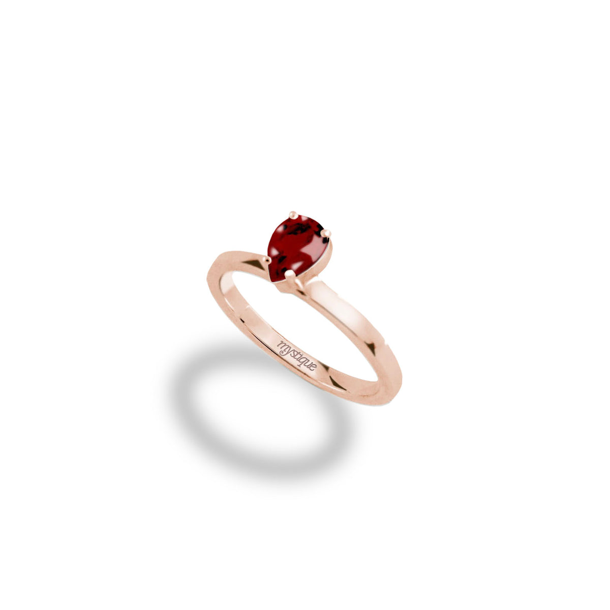Anel Porta Vermelha Redondo - Banho em Ouro Rosé